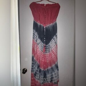 Tie-Dye Dress with pearled Buttons